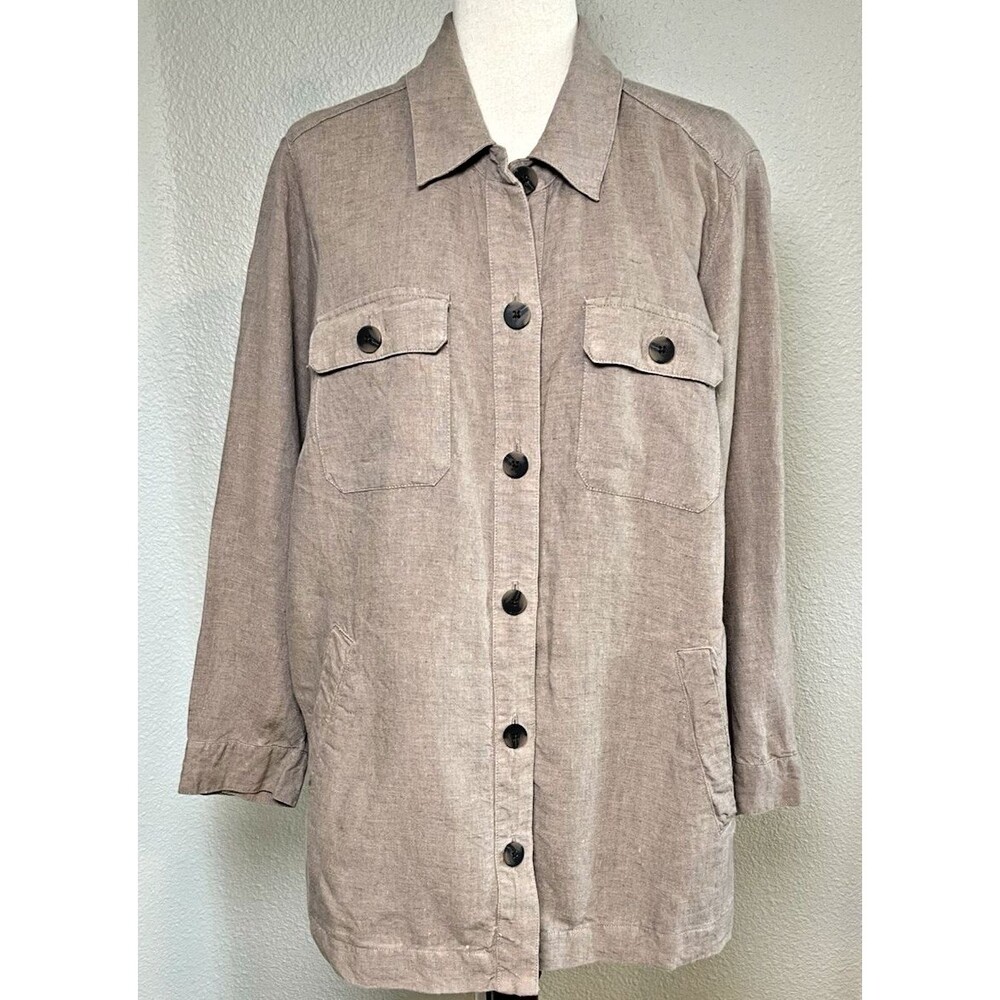 J Jill Love Linen NEW womens linen luxury shacket sz 1X versatile summer travel - Picture 2 of 10